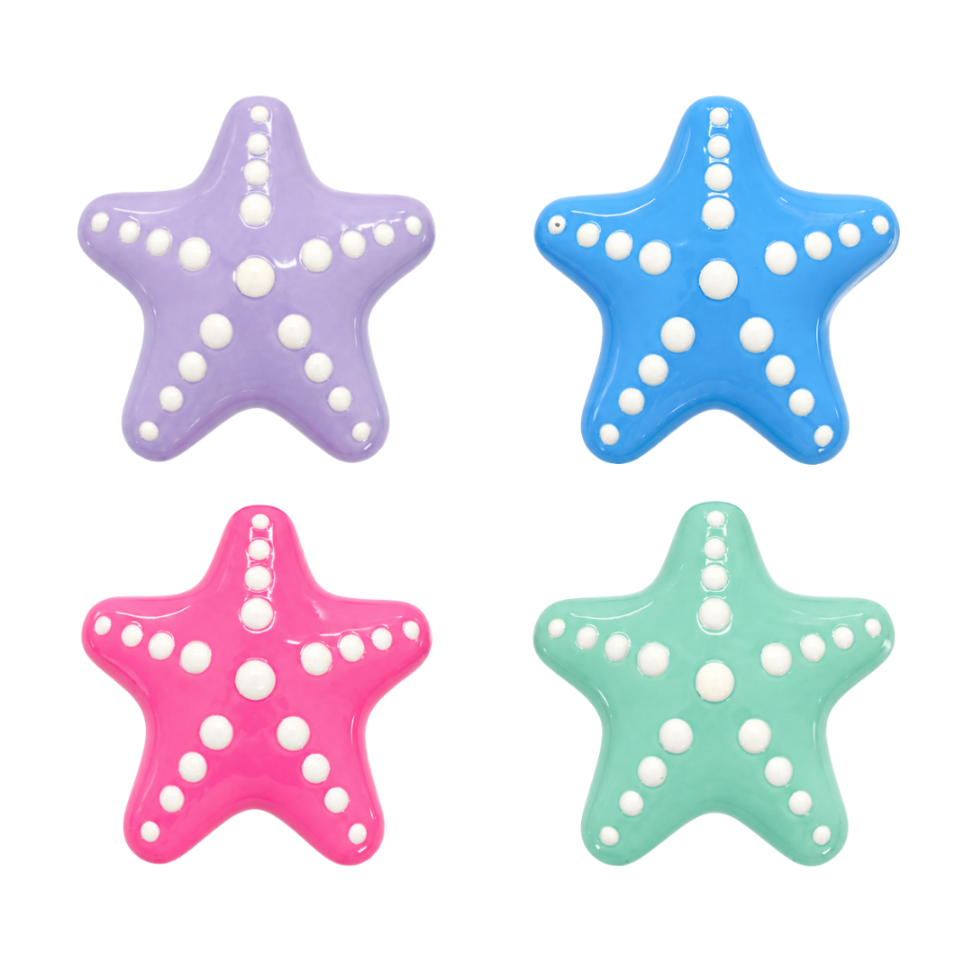 Mermaid loodblokken zeester in vier kleuren: paars, groen, blauw en roze